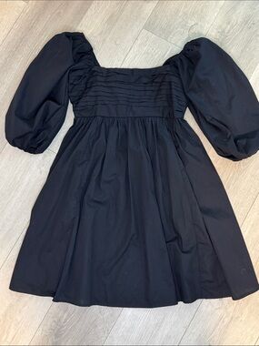 Abercrombie & Fitch Black Puff Sleeve Mini Dress | Small Tall